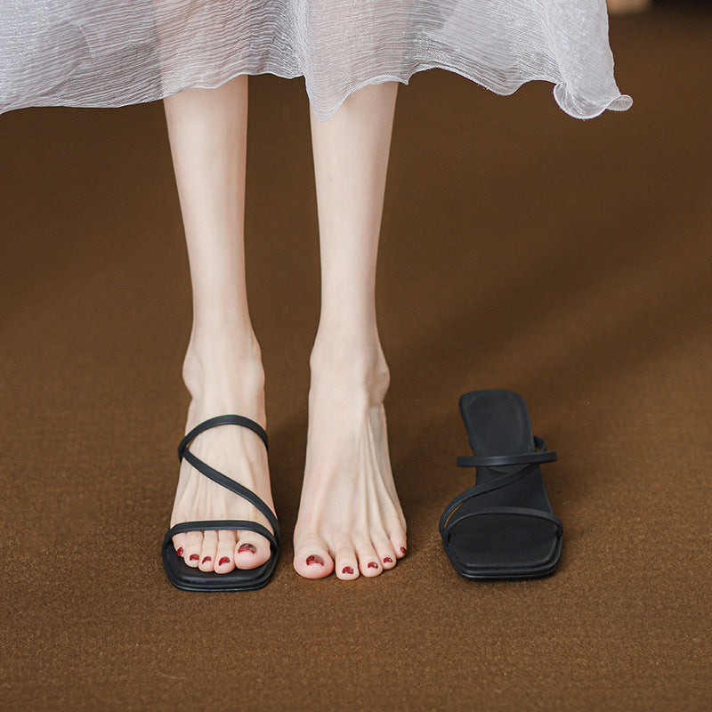 Summer Elegant Crossing Straped Low Heel Shoes – Babakud