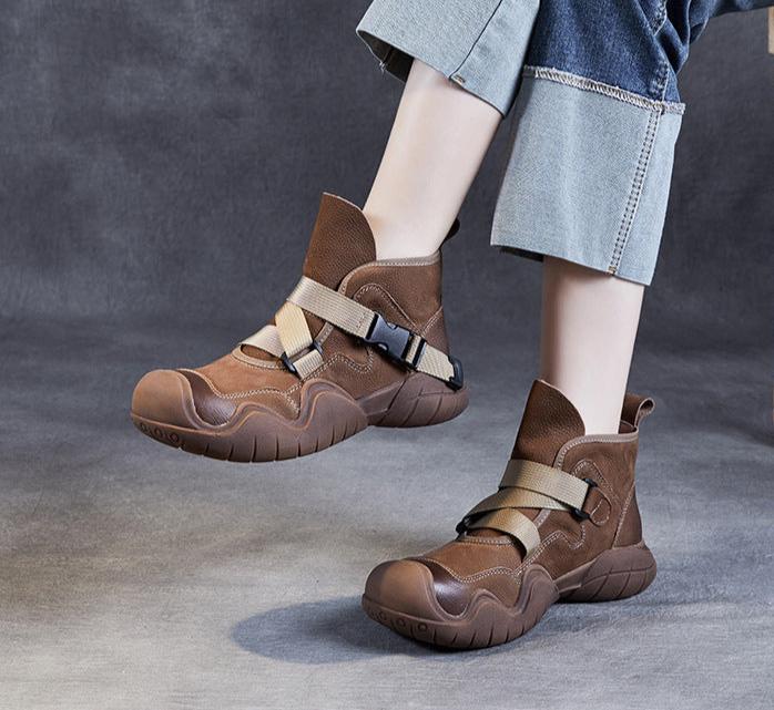 Denim Buckle Ankle Boots for Women – Stylish & Comfortable