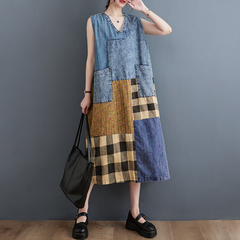 open lace back dress Vintage Plaid A-Line Dress main image 0