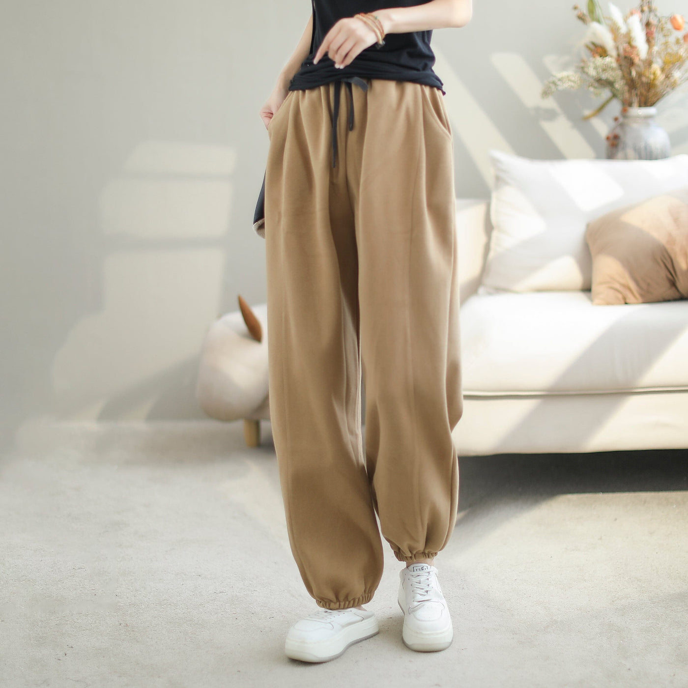 Women Autumn Minimalist Cotton Casual Pants