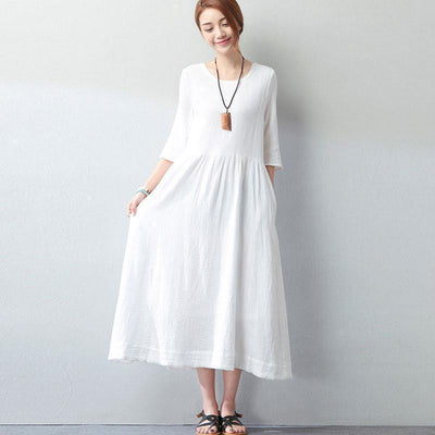 4 Vestidos casuales de algodón y lino para mujer en la tienda online babakud