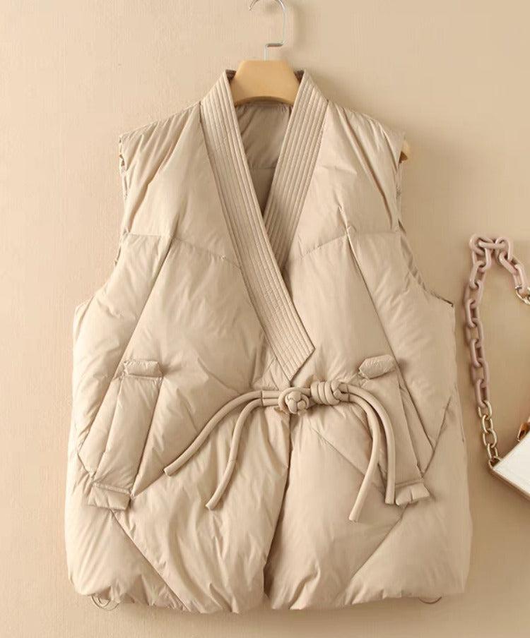 Women Solid Color Warm Puffer Vest