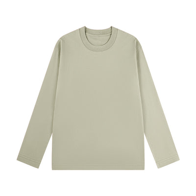100% Cotton Simple Solid Color Round Neck Long Sleeves Pullover