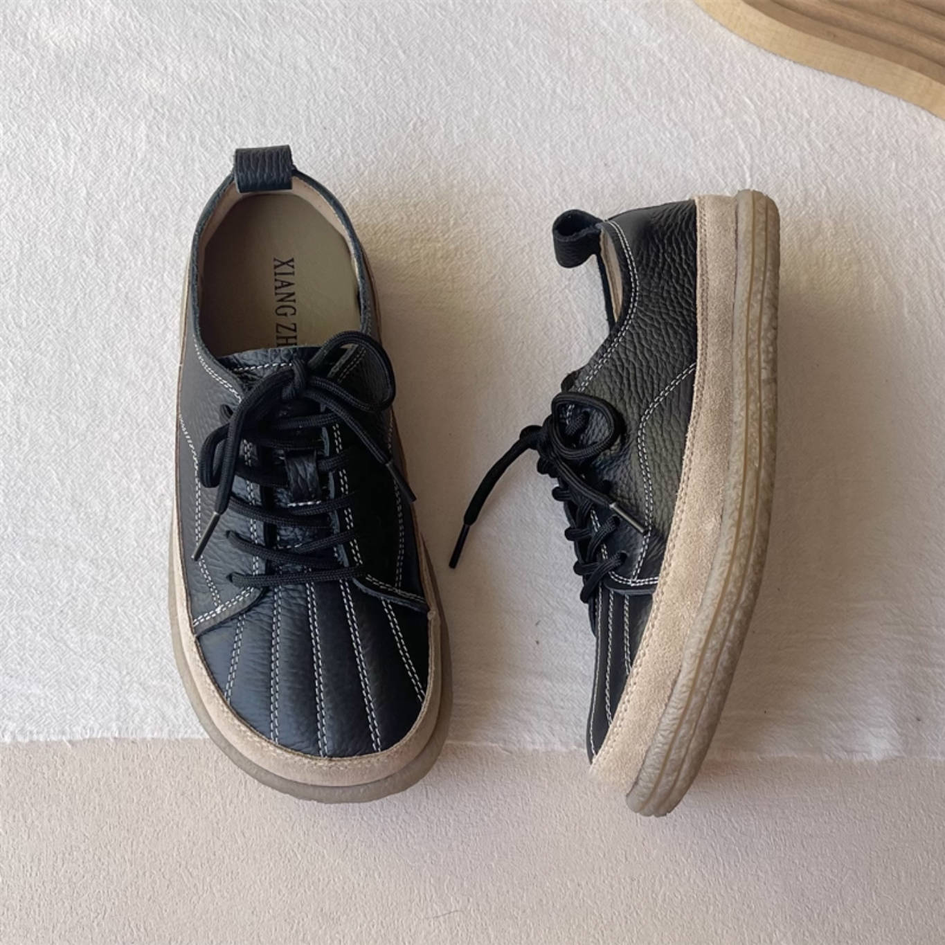 Genuine Leather Casual Soft Sole Everyday Lace-Up Flat Shoes