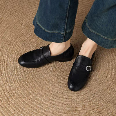 Sheepskin Leather Elegant Shallow Soft Flat Sole Loafer Shoes