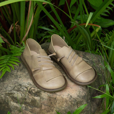 Leather Sueded Retro Flats Loafers Slip Resistant Irregular Shoes