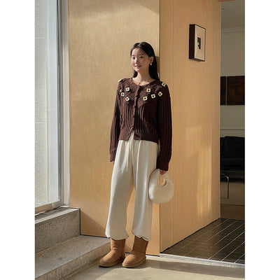 Cotton Simple Soft Loose Comfortable Elastic Waist Everyday Pants