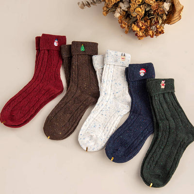 Conjunto de calcetines gruesos y cálidos con temática navideña de lana de invierno