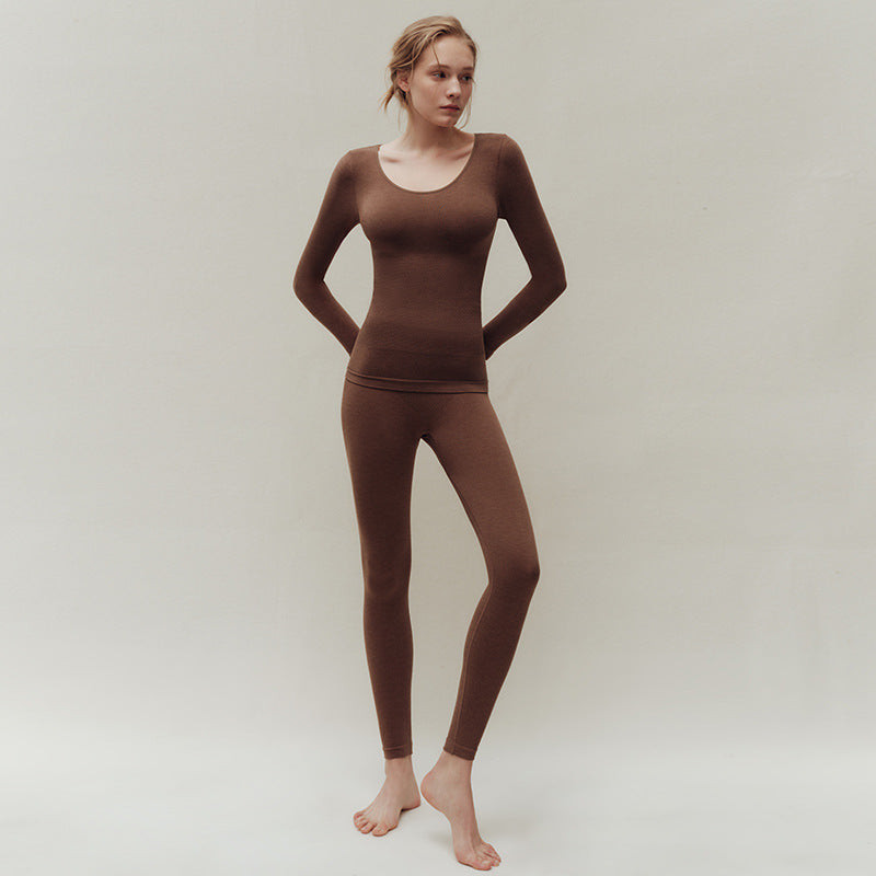 Winter Women Wool Thermal Warm Slim Fit Thick Underwear Set