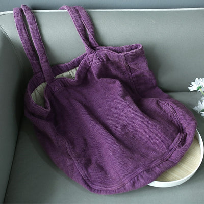 Women Spring Vintage Retro Corduroy Linen Washed Tote Bag