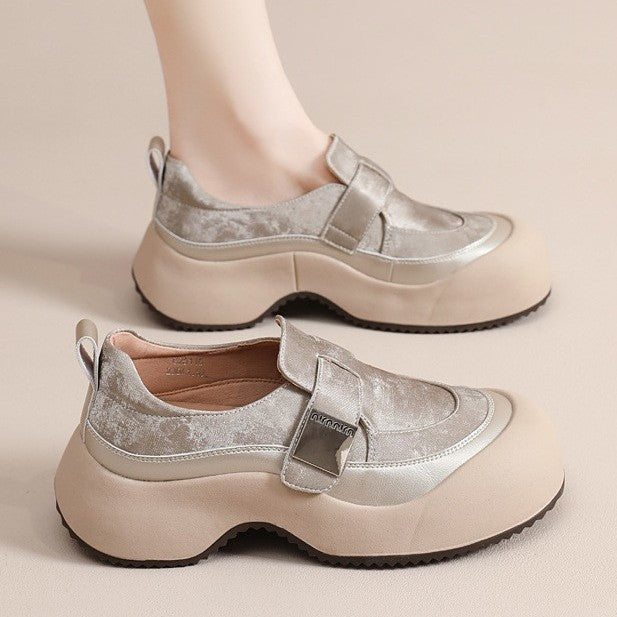 Casual Leather Thick Soft Sole Versatile Everyday Flat Shoes