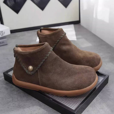 Women Suede Leather Chunky Fur Lined Birkens Ankle Boots