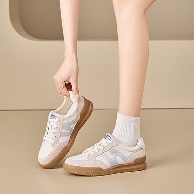 Genuine Leather Casual Sports Sueded Patchwork Sneakers