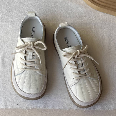 Genuine Leather Casual Soft Sole Everyday Lace-Up Flat Shoes