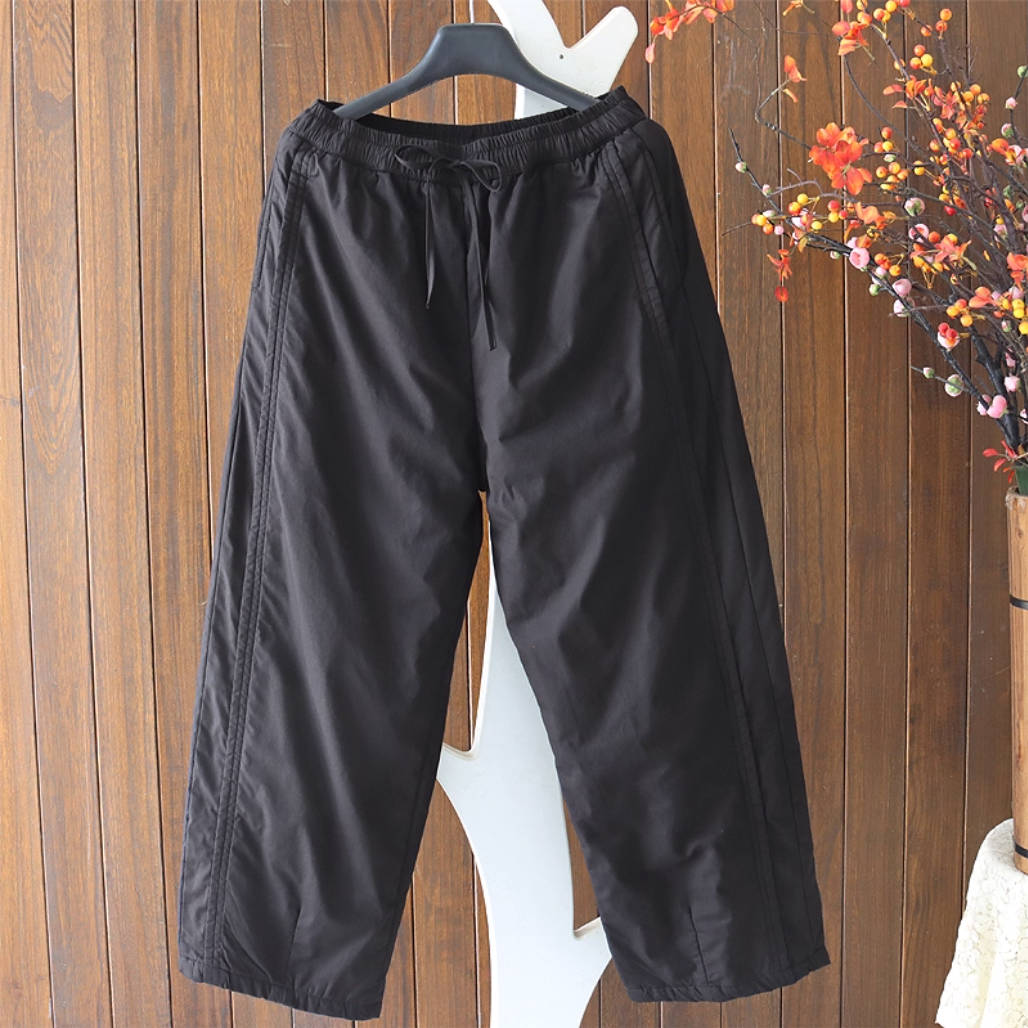 Pantalon harem rétro hiver en coton épais et chaud, taille élastique
