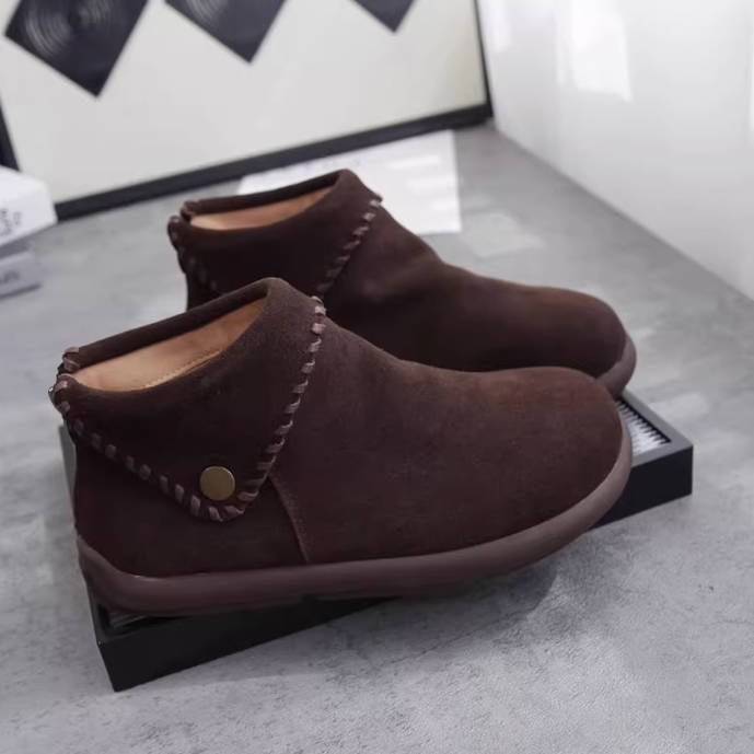 Women Suede Leather Chunky Fur Lined Birkens Ankle Boots