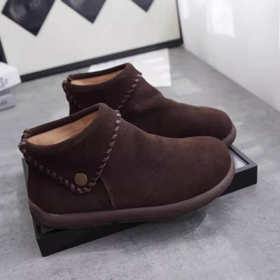 Women Suede Leather Chunky Fur Lined Birkens Ankle Boots