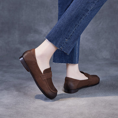 Babakud Women Spring Handmade Genuine Leather Vintage Flats with Soft Sole