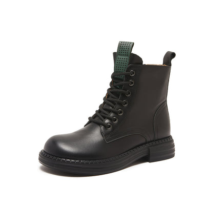 Casual Retro Leather Round ToeThick Sole No-Slip Zipper Ankle Boots