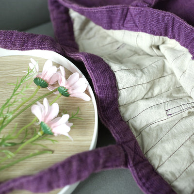 Women Spring Vintage Retro Corduroy Linen Washed Tote Bag