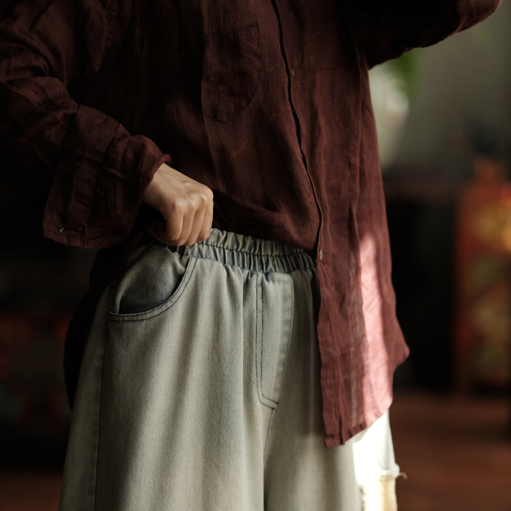 Retro Denim Patchwork Loose Cotton-In Casual Jeans