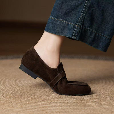 Sheepskin Leather Elegant Shallow Soft Flat Sole Loafer Shoes