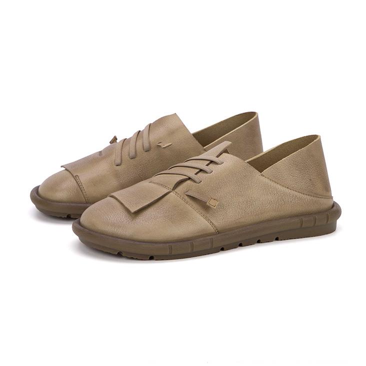 Leather Sueded Retro Flats Loafers Slip Resistant Irregular Shoes
