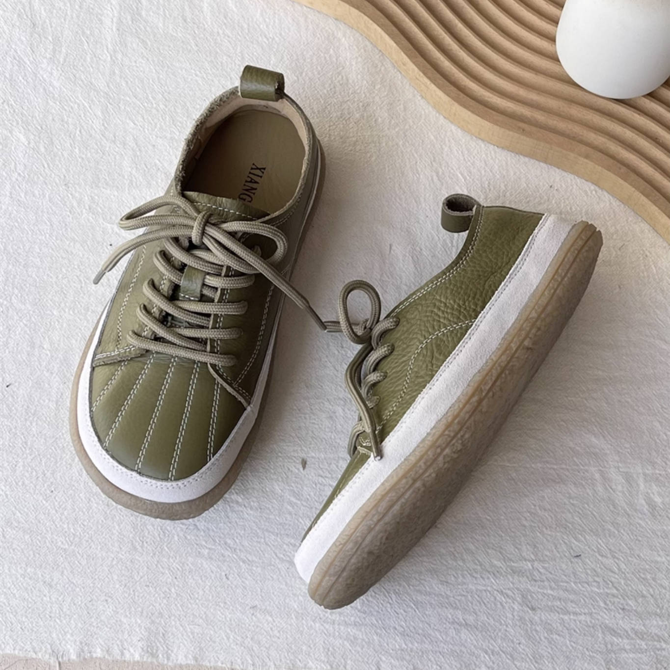 Genuine Leather Casual Soft Sole Everyday Lace-Up Flat Shoes