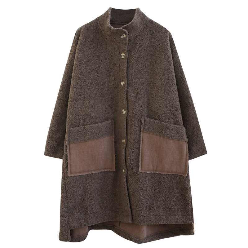 Babakud Women Winter Oversized Cashmere Shearling Coat