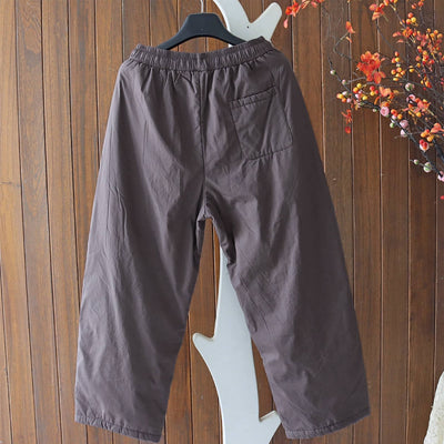 Pantalon harem rétro hiver en coton épais et chaud, taille élastique
