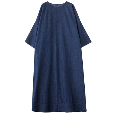 Babakud Women Spring Retro Oversized Vintage Denim Casual Long Dress