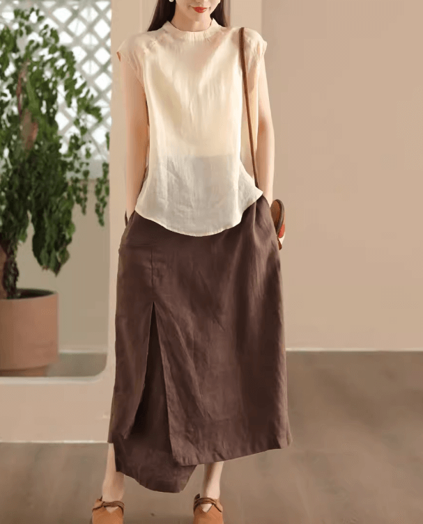Babakud Women High Waist Linen Skirt