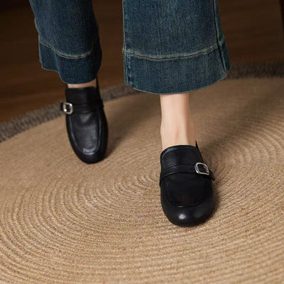 Sheepskin Leather Elegant Shallow Soft Flat Sole Loafer Shoes
