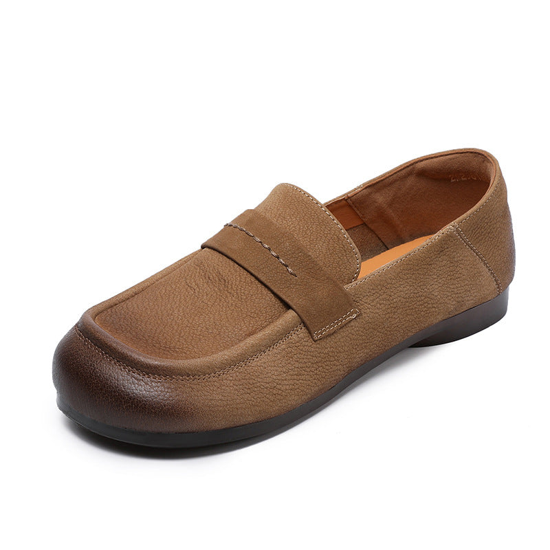 Babakud Women Spring Handmade Genuine Leather Vintage Flats with Soft Sole