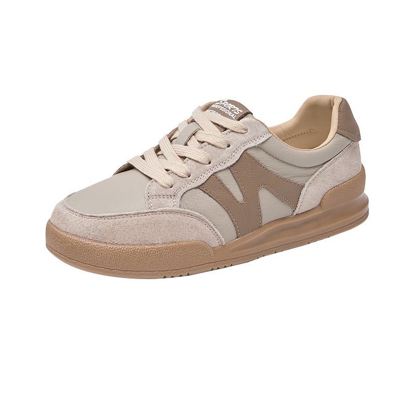 Genuine Leather Casual Sports Sueded Patchwork Sneakers