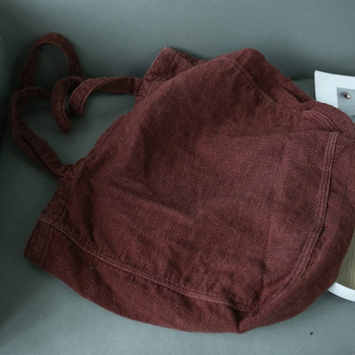 Women Spring Vintage Retro Corduroy Linen Washed Tote Bag