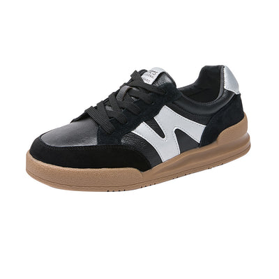 Genuine Leather Casual Sports Sueded Patchwork Sneakers