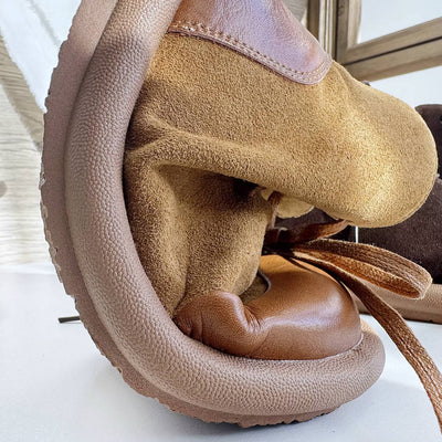 Autumn Winter Leather Sueded Patchwork Lace-Up Zipper Ankle Boots