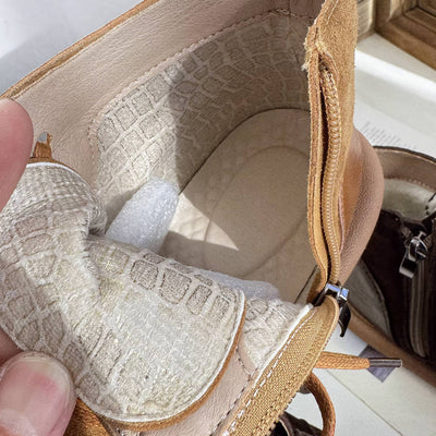 Autumn Winter Leather Sueded Patchwork Lace-Up Zipper Ankle Boots