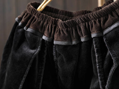 Winter Retro Cotton Warm Solid Color Lace-Up Plush Pants