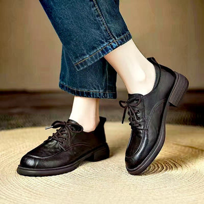 Autumn Retro Flat Soft Sole Lace Up Shallow Versatile Shoes