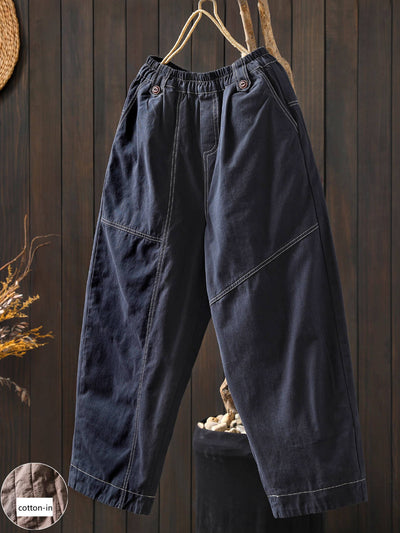 Winter Cotton Warm Elastic Waist Cotton-In Versatile Pants