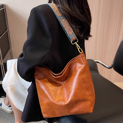 Square Leather Casual Daily High-Capacity T-o-t-e B-a-g