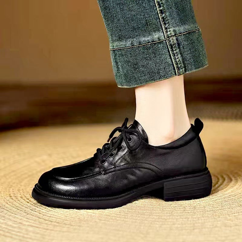 Autumn Retro Flat Soft Sole Lace Up Shallow Versatile Shoes