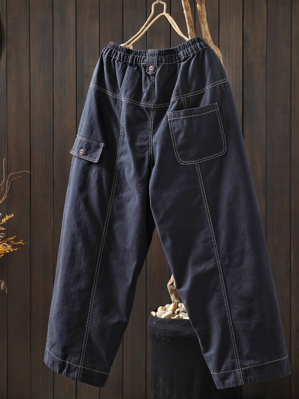 Winter Cotton Warm Elastic Waist Cotton-In Versatile Pants