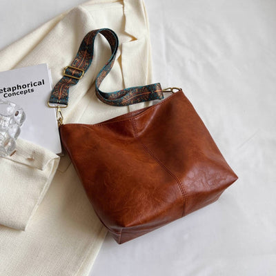 Square Leather Casual Daily High-Capacity T-o-t-e B-a-g