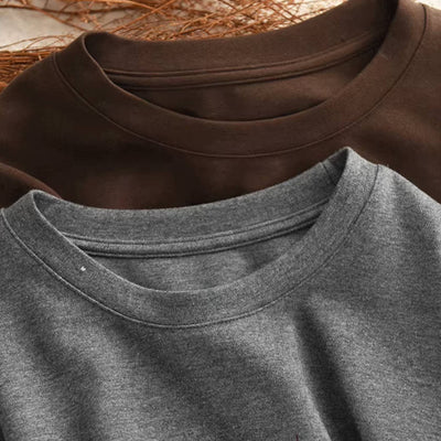 Retro Cotton Letters Printed Round Neck Long Sleeves Top Overshirt