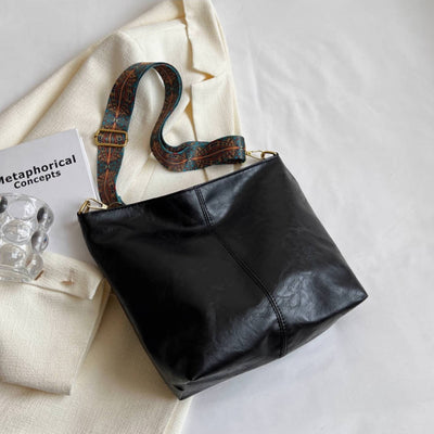 Square Leather Casual Daily High-Capacity T-o-t-e B-a-g