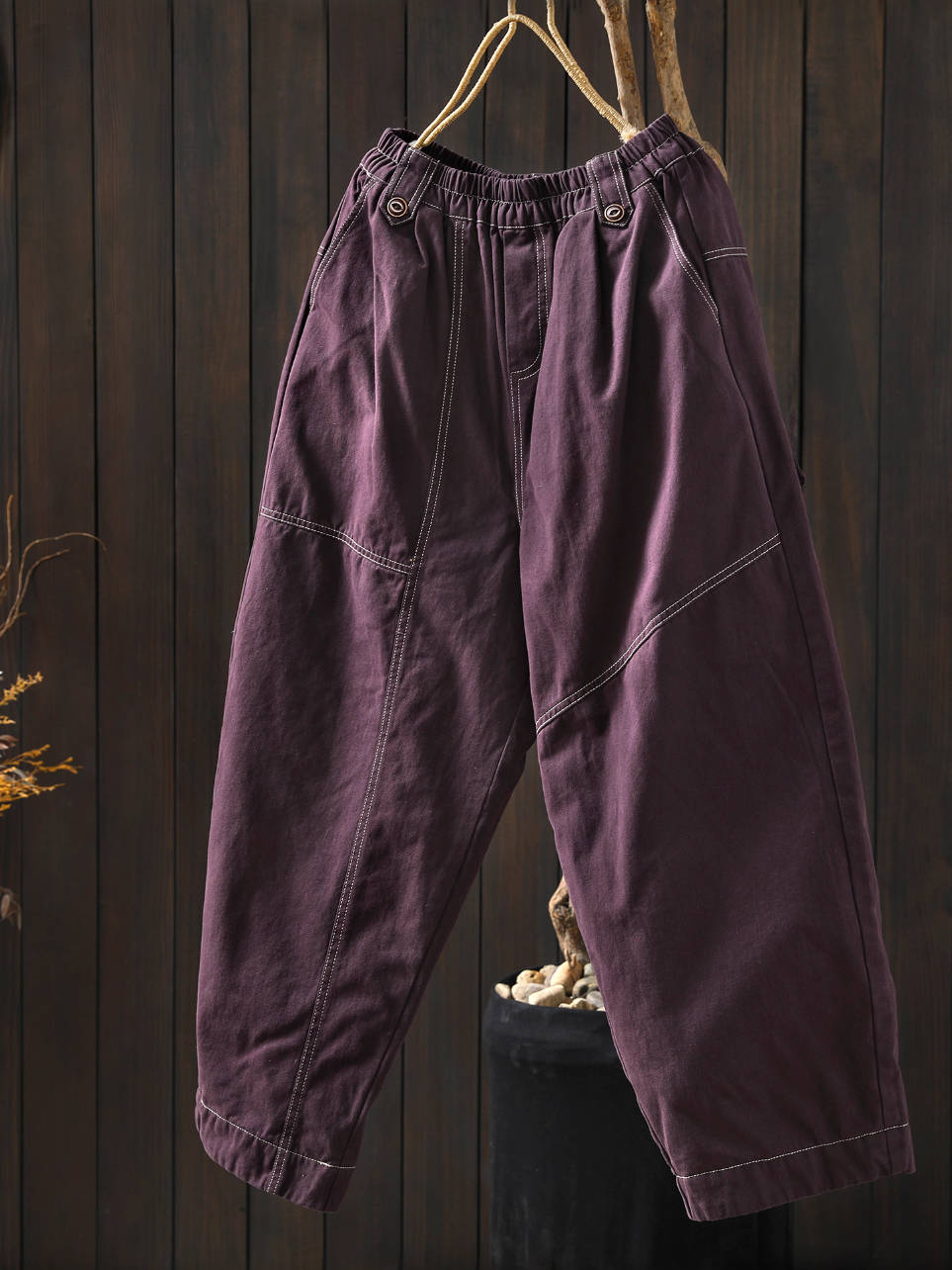 Winter Cotton Warm Elastic Waist Cotton-In Versatile Pants