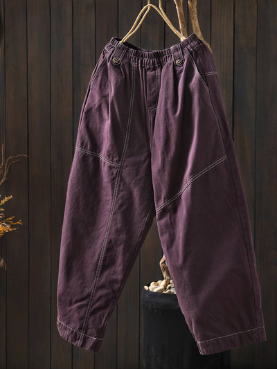 Winter Cotton Warm Elastic Waist Cotton-In Versatile Pants